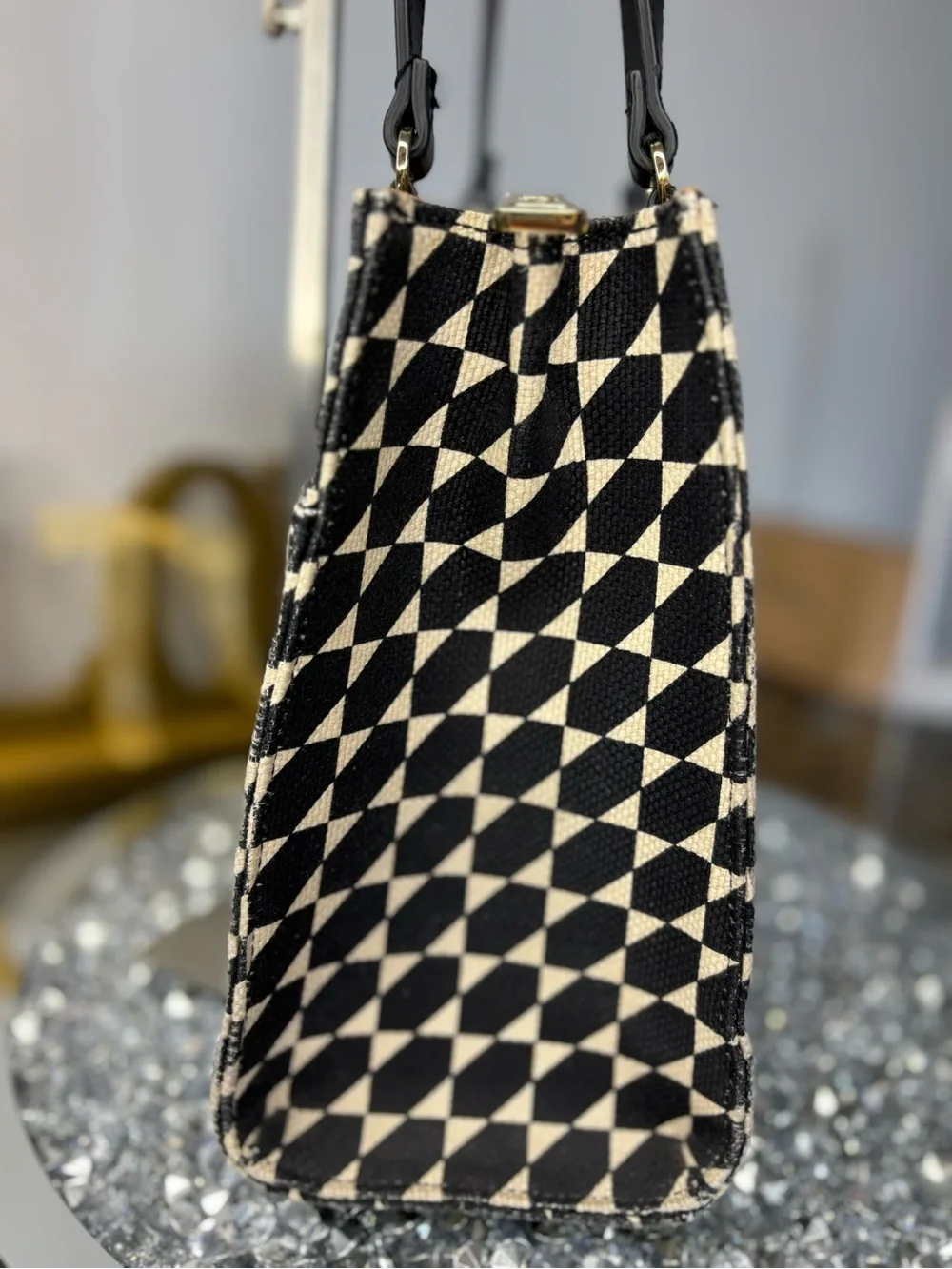Spartina 449 Black and Cream Geometric Tote